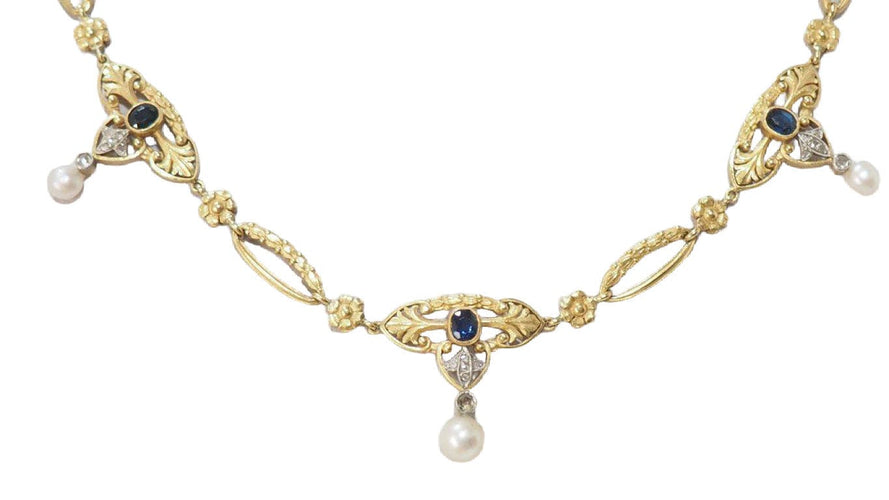 Collier Collier Saphirs, Perles & Diamants 58 Facettes 31520