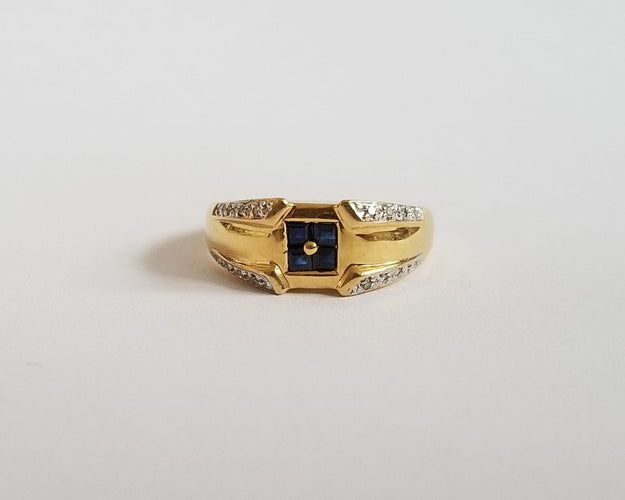 Bague 53 Bague or jaune saphirs et diamants 58 Facettes