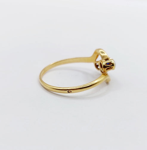 Bague 60 Bague antique pierre bleue et perles en or 18k 58 Facettes A06502