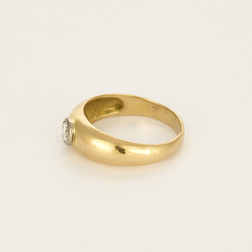 Bague jonc en or jaune, or blanc et diamant