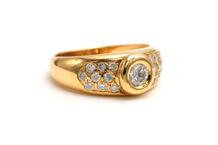 Bague 47 Bague contemporaine or jaune et diamants taille brillant 58 Facettes B708