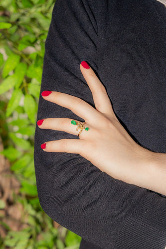 Bague 55 Bague Or jaune Emeraude, Diamant 58 Facettes 3655099CN