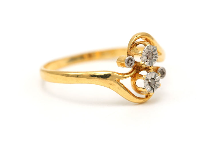 Bague 56 Bague Art Nouveau or jaune diamants 58 Facettes B331