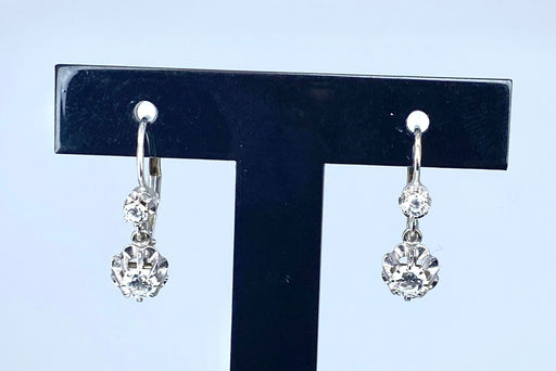 Earrings Leverback earrings in white gold with white stones 58 Facettes AB320