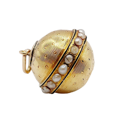 Pendentif Pendentif victorien or jaune sphère, perles et émail noir 58 Facettes A05590