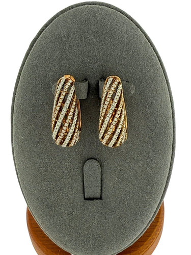 Boucles d'oreilles Créoles en or rose et blanc avec diamants 58 Facettes