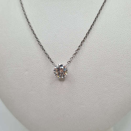 Collier Collier or blanc 18 carats serti d'un diamant naturel certifié LFG 58 Facettes