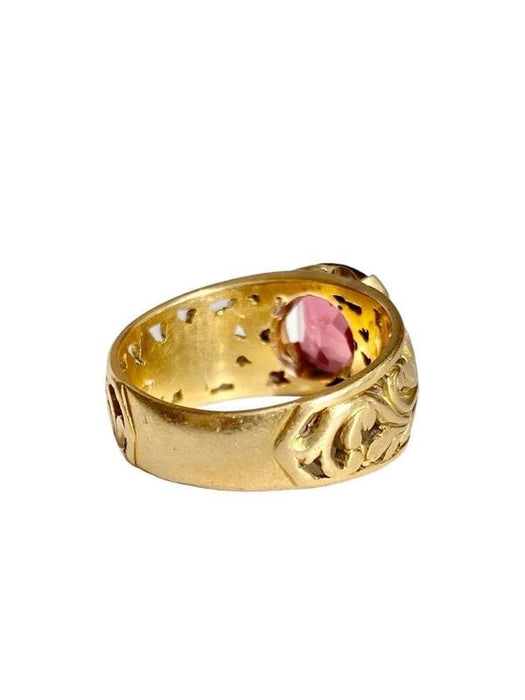 Bague 56 Bague Art Nouveau or jaune et tourmaline rose 58 Facettes