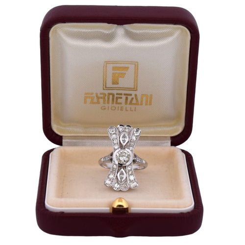 Bague 54 BAGUE EN OR BLANC 18KT ET DIAMANTS - ART DÉCO' 58 Facettes