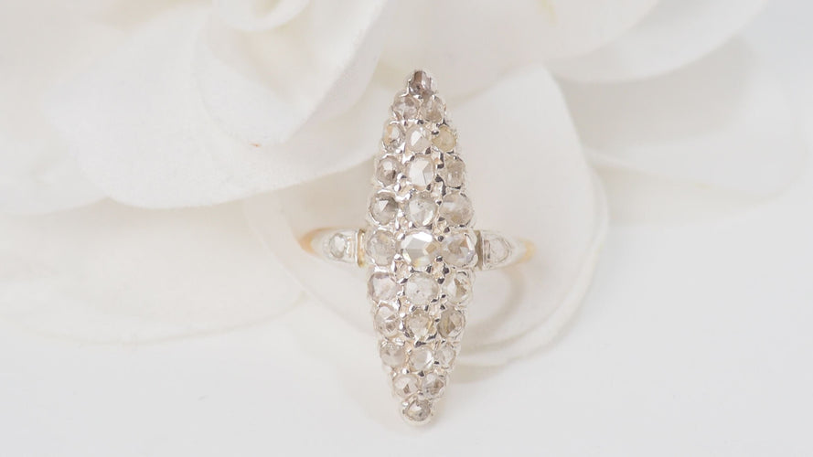 Bague 51 Bague Marquise 2 Ors Diamants 58 Facettes 32597