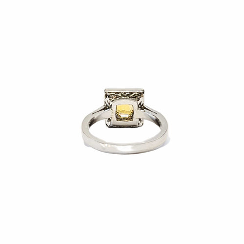 Bague Bague en platine 850, diamants et saphir jaune naturels 58 Facettes CAE-RI-CSS-PLYSD