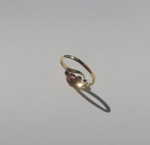 Bague 53 Bague Toi et Moi or jaune, tourmaline et turquoise 58 Facettes