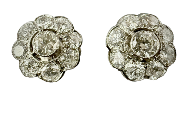 Boucles d'oreilles Boucles d'oreilles Art Déco or blanc serties de 2,58 carats de diamants 58 Facettes