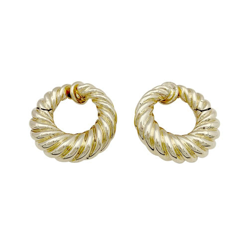 Boucles d'oreilles Boucles d'oreilles créoles Van Cleef & Arpels, or jaune godronné. 58 Facettes 35107