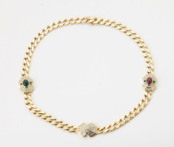Collier Collier diamant rubis et émeraude 58 Facettes
