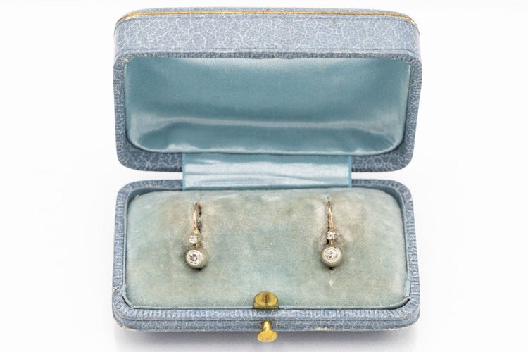 Boucles d'oreilles Boucles d'oreilles en or jaune avec diamants milieu du 20e siècle 58 Facettes 10190-4