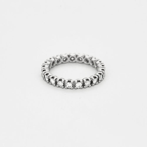 Bague 52 Alliance Américaine or gris et diamants 58 Facettes ROM1016