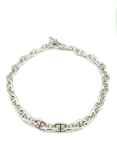 Collier HERMES. Collection "Chaine d'ancre", collier argent MM 58 Facettes