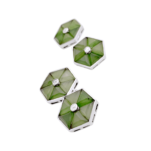 Boutons de manchette Boutons de manchette jade néphrite et platine. 58 Facettes 34665