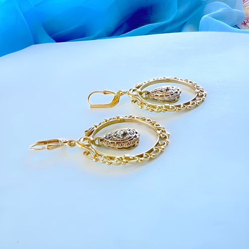 Boucles d'oreilles Boucles d'oreilles orientales pendantes deux ors, diamants 58 Facettes 1748