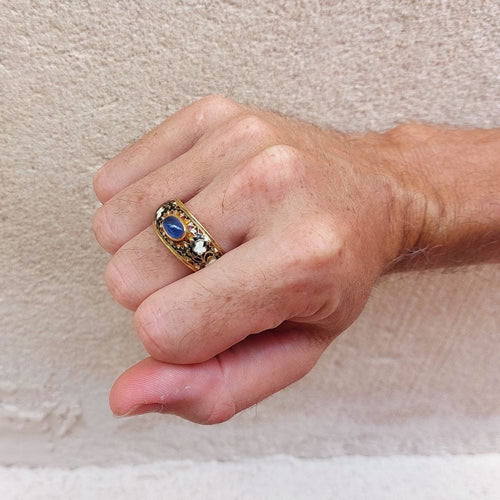 Bague 65.5 Bague d’homme indienne, or jaune et saphir 58 Facettes 174