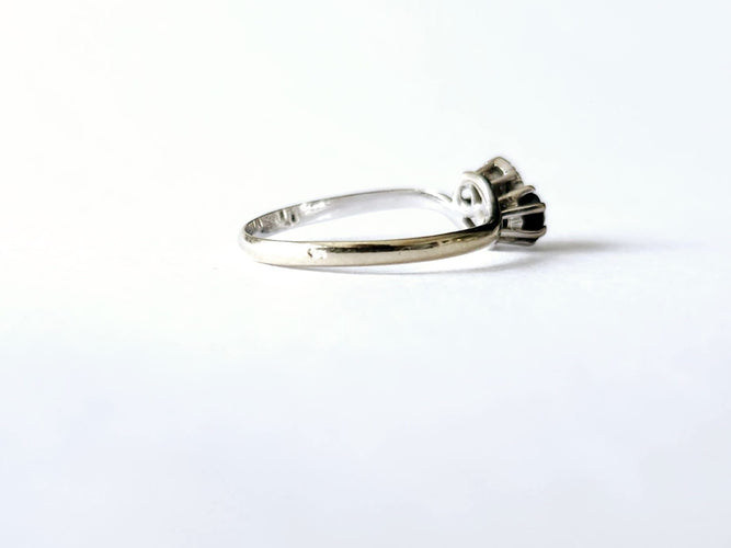 Bague 53 Bague toi et moi en or blanc 18 k avec diamant et saphir 58 Facettes