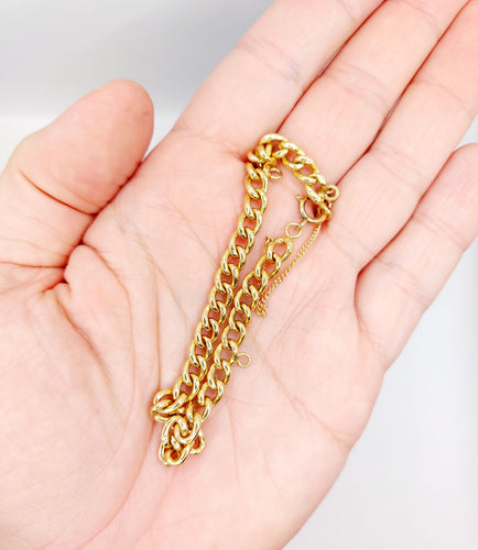 Bracelet Bracelet vintage or jaune maille gourmette et 2 anneaux pour charm 58 Facettes A06355