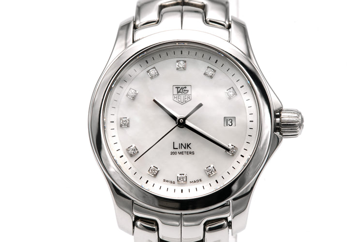 TAG Heuer - Montre Link en acier, nacre et diamants 0,07 ct