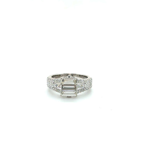 Bague 54 Bague Or blanc - Diamants baguette 58 Facettes 1.0000666/1