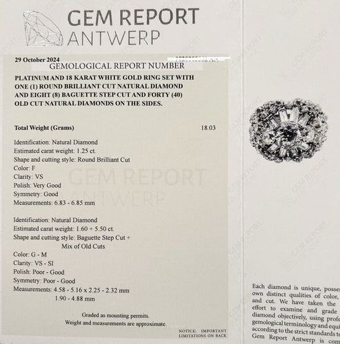 Bague 50.5 Importante bague cocktail or blanc, platine et diamants 58 Facettes