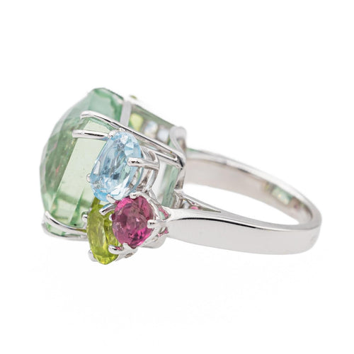 Bague 47 Bague  Cocktail Or blanc Béryl, Aigue marine, Tourmaline 58 Facettes 2673930CN