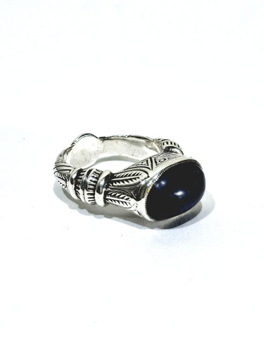 Bague 57 Bague cabochon lapis-lazuli en argent 925 58 Facettes