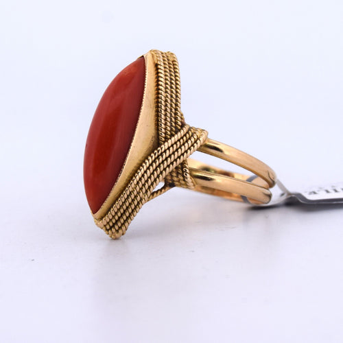 Bague 57 Bague corail en or jaune 58 Facettes