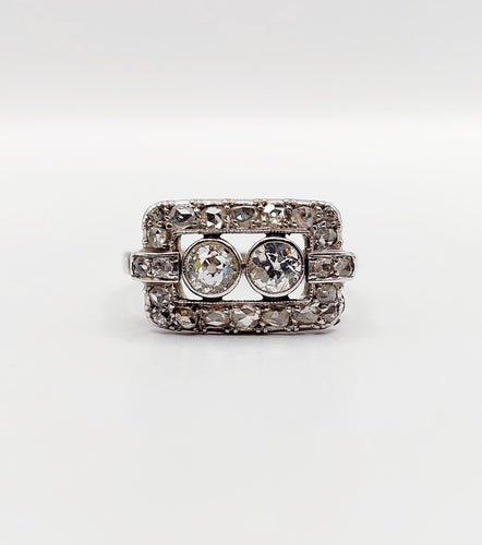 Bague 55 Bague tank art déco en or blanc 18k et diamants taille ancienne 58 Facettes A06328