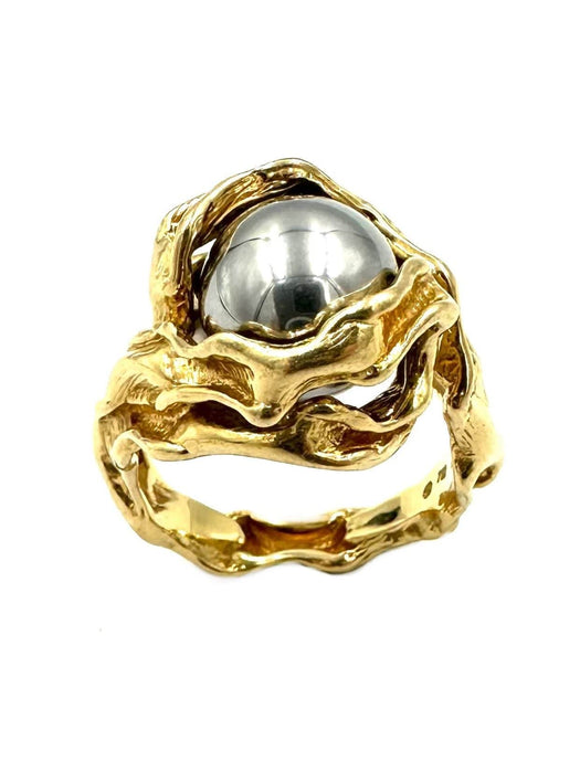 Bague 54 GILBERT ALBERT. Bague or jaune 18K et billes interchangeables 58 Facettes