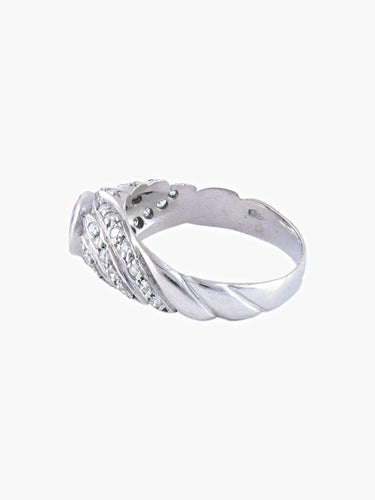 Bague Bague Jonc Or Blanc Saphir Rose Diamants 58 Facettes