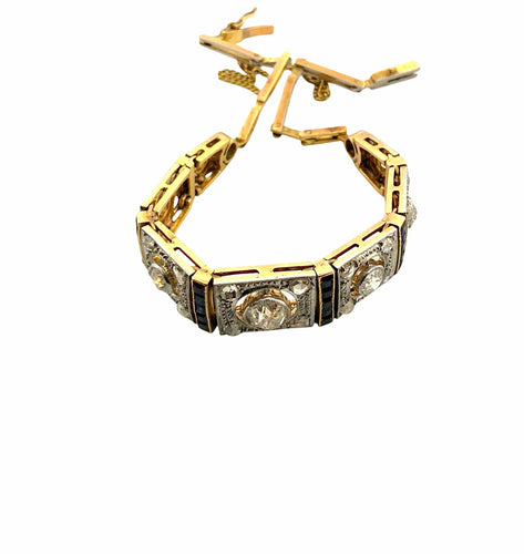 Bracelet Bracelet ancien art déco en or , saphirs et diamants 58 Facettes