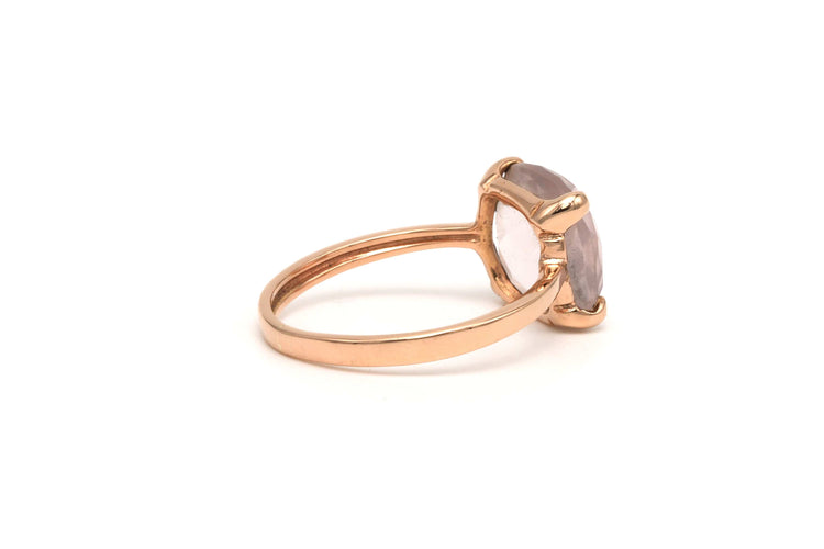 Bague 53 Bague contemporaine en or rose 18 carats sertie d'un quartz 58 Facettes 22081