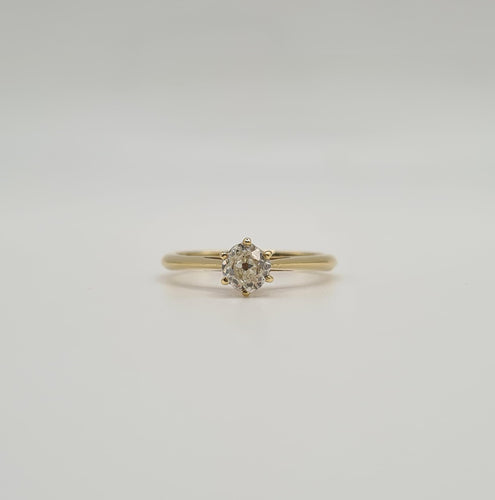 Bague 50 Solitaire or jaune serti d'un diamant taille ancienne 58 Facettes