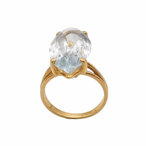 Bague 51 Bague or jaune & aigue-marine 58 Facettes