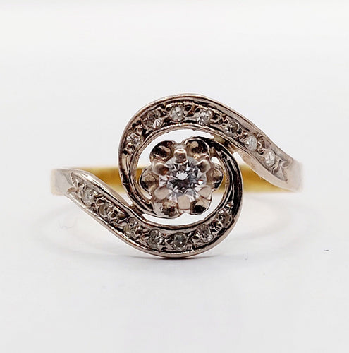 Bague 53.5 Bague tourbillon antique or 18k platine et diamants (circa 1920) 58 Facettes A06335