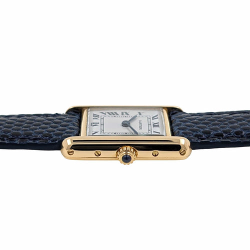 Montre Cartier Tank Louis Cartier Medium MM Classic Railway 18k Gold 866001 Gold Folding Clasp Circa 1985 58 Facettes