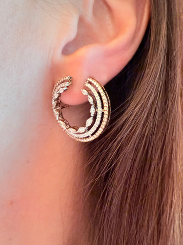 Boucles d'oreilles Boucles d'oreilles or rose et or blanc, diamants naturels 58 Facettes