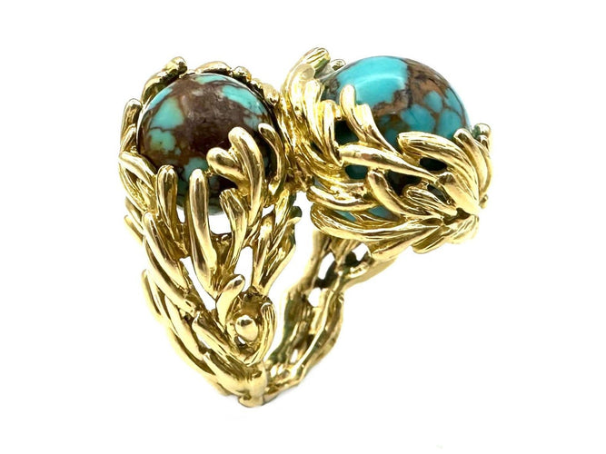 Bague 53 GILBERT ALBERT. Collection "Multi-billes", bague toi et moi or jaune 18K 58 Facettes