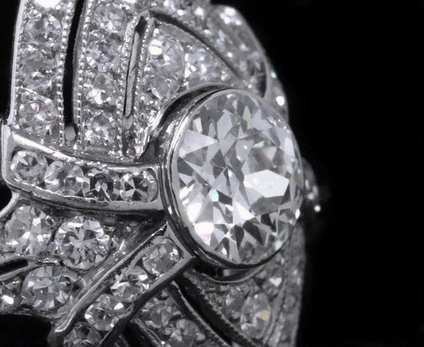 Bague 59 Bague navette en platine et diamants Art Déco 58 Facettes