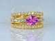 Bague 53 Bague jonc bandeau or jaune, saphir rose, diamants. 58 Facettes AB631