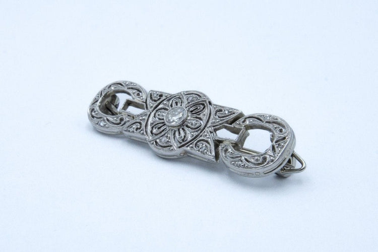 Broche Platinum Art Déco Brooch with Diamonds 58 Facettes 10583