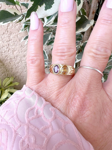 Bague 59.5 Bague Améthyste et Citrine Or Jaune 18 K 58 Facettes AA 1660