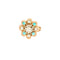 Bague 51 Bague or jaune, turquoises, diamants 58 Facettes