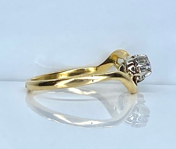 Bague toi et moi or jaune et blanc diamants